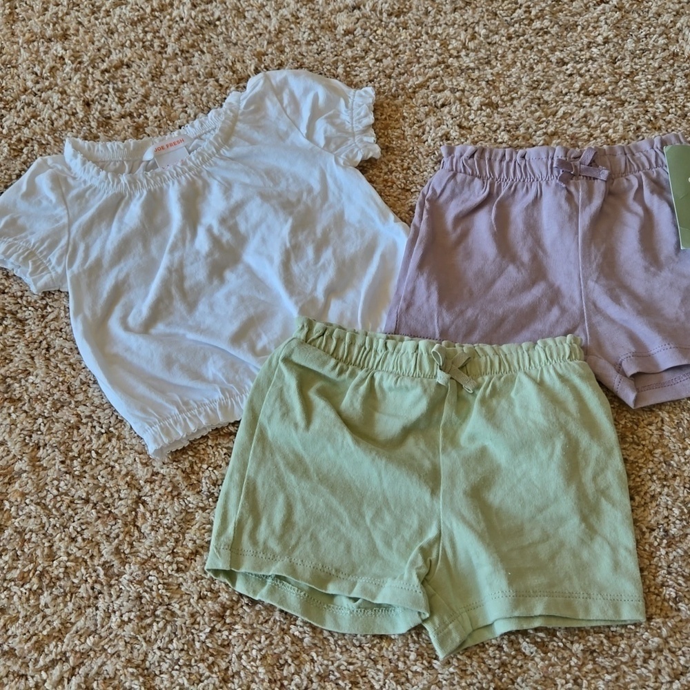 H&M shorts and Joe Fresh top, nwt, 3-6 months